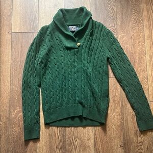 American Living Collared Y2K Green Cable Knit Sweater Medium